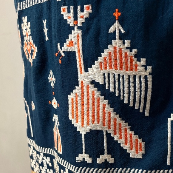 Anthropologie Floreat Avian Myth Embroidered Shift Dress Mediterranean Scandi - Picture 3 of 7